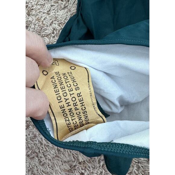 Womens One Piece Swimsuit Tummy Control Cutout High Waisted Ruffled V Neck Teal - Picture 7 of 8